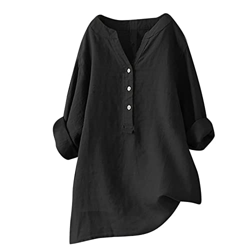 Generic Tunic Tops for Women Loose Fit Dressy Women's Spring Tops 2024 3/4 Sleeve Plus Size Tops T Shirts V Neck Half Sleeve Summer Shirts 2024 My Order delivery Black-d, Large