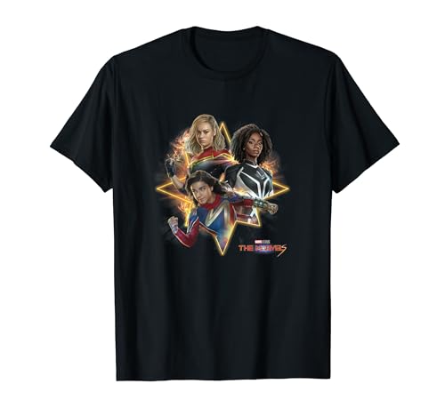 Marvel The Marvels Super Hero Trio Energy Glitch Poster T-Shirt