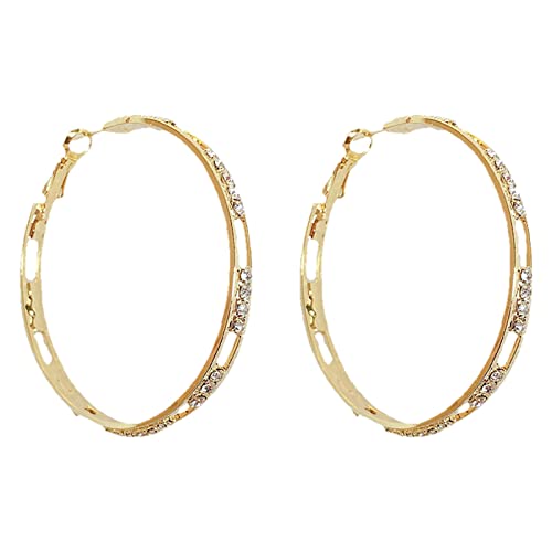 Hoop Earrings for Women Trendy Large Hoops Rhinestone Earrings Elegant Big Circle Rounded Huggie Earring Fashion Jewelry Gifts for Women Her