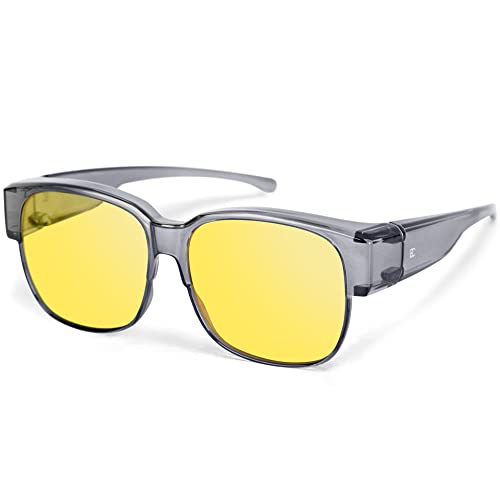 BIRCEN Night Vision Glasses for Driving - Fit Over Glasses Anti Glare HD Wear Over Glasses for Men and Women