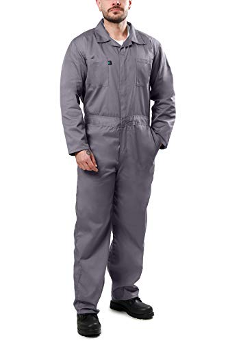 Kolossus Coveralls for Mens Long Sleeve Cotton Blend Work Jumpsuit APPAREL Gray, Medium