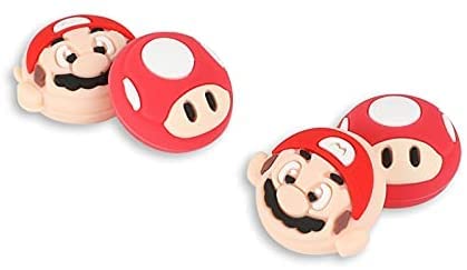 PERFECTSIGHT Cute Thumb Grip Caps for Playstation 4/5, PS5, PS4, Xbox Series X/S, Xbox One, Switch PRO Controller, 4PCS Kawaii Soft Skin Rubber 3D Analog Thumbsticks Grips Joystick Cover Set - Mario