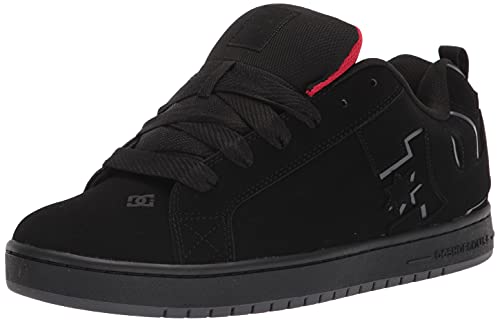 DC Men's Court Graffik Casual Skate Shoes, Black/RED, 12