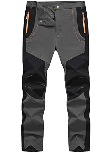 TBMPOY Men's Hiking Work Cargo Pants Lightweight Waterproof Quick Dry Outdoor Mountain Pant Fishing Camping Gray 34