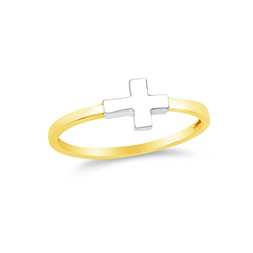 Size - 8 - 14k Two Toned Gold Religious Cross Ring