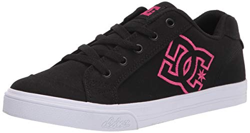 DC girls Chelsea Skate Shoe, Black/Pink Stencil, 3 Little Kid US