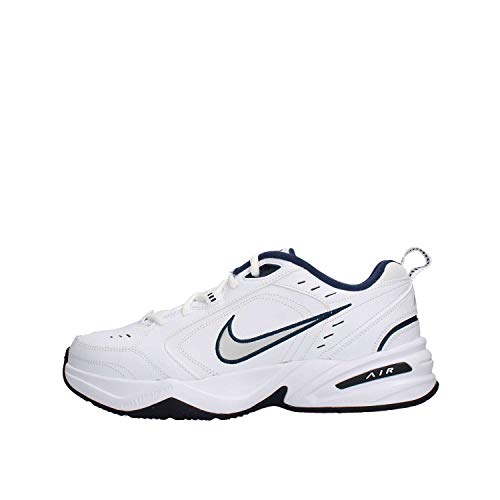 Nike Men's Air Monarch IV Cross Trainer, White/Metallic Silver/Midnight Navy, 10.0 Regular US