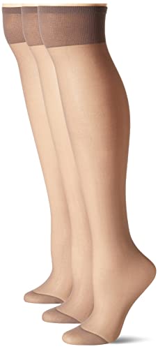 Berkshire Women's Plus 3-Pack Queen Size Day Sheer Knee High with Reinforced Toe, Nu Grey, 10-13