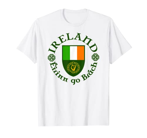 Ireland Éirinn go Brách (Ireland Forever) Celtic Harp Shield T-Shirt