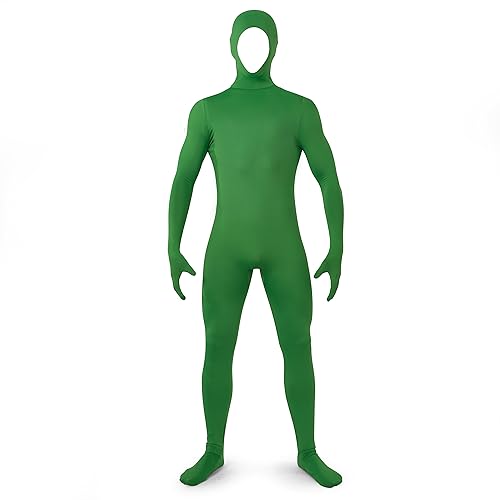 Spooktacular Creations Mens Green Open Face Bodysuit Jumpsuit，Zentai Costume Bodysuit for Adult and Teenage Boys Halloween Party Cosplay-Standard