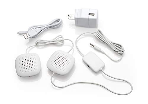 Sound Oasis Amplified Pillow Speakers, 2 Ultra-Thin Hi-Fi Stereo Speakers, Volume Control, Surround Sound for Music, Sleep, Tinnitus Masking, Connects to External Sound Source.