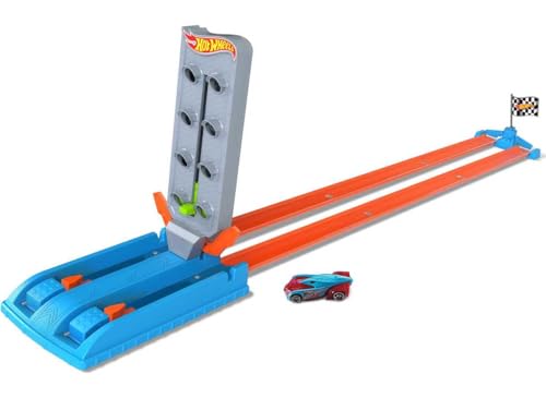 Hot Wheels Toy Car Track Set Drag Strip Champion with 1:64 Scale Car, Head-To-Head Racing, Connects to Other Sets