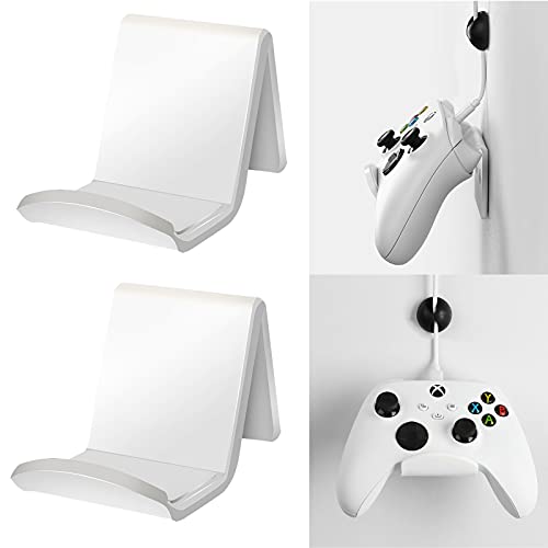 OAPRIRE Universal Controller Stand Holder 2 Pack for XBOX ONE PS4 PS5 SWITCH, Controller Wall Mount Gaming Accessories with Cable Clips&Anti-Slip Pads (White)