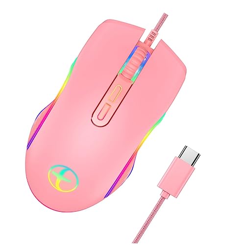 WHAMVOX Mouse Wired for Gamer LED Gaming Backlit USB SSD Laptop laptip latop Wired for Laptop Light up LED Light Wired Gaming Adorable Cute Lovely Lap desks Computer abs Accessories Work
