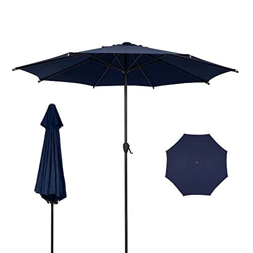 Abba Patio 9ft Patio Umbrella Market Outdoor Table Umbrella with Push Button Tilt and Crank, 8 Ribs, UV Protection, Navy Blue