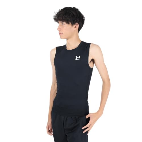 Under Armour Men's Armour HeatGear Compression Sleeveless T-Shirt , Black (001)/White, Large