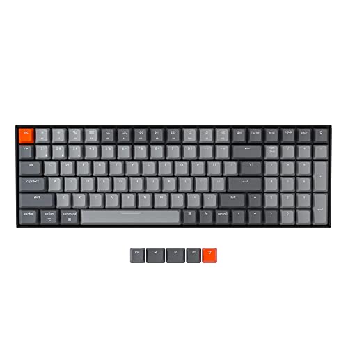 Keychron K4 96% Layout Bluetooth Wireless Mechanical Keyboard, 100 Keys/USB C/White LED Backlit/Gateron G Pro Brown Switch/N-Key Rollover, Gaming Keyboard for Mac Windows, Version 2