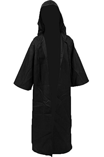 Kids Cloak Robe Costume Halloween Tunic Hooded Uniform Black and Brown (Black, Large)