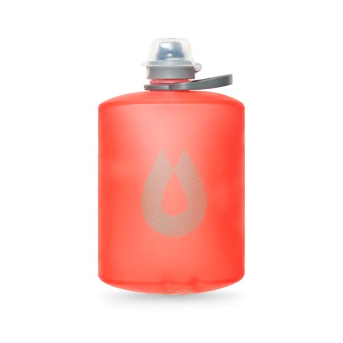 Hydrapak Stow (500ml, 17oz) - Collapsible Water Bottle - Ultralight & Packable Travel Bottle, Flexible Ski, Hike, Bike or Climb Squeeze Flask - Redwood Red
