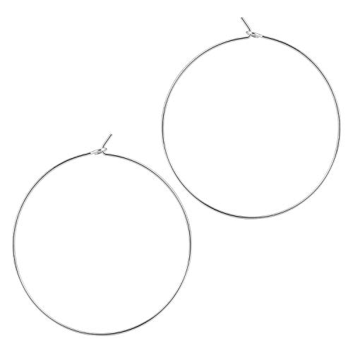 ESMATOO Thin Silver Hoop Earrings for Women - Hypoallergenic Lightweight Silver Hoop Earrings Dainty - Large (Silver, 50mm)