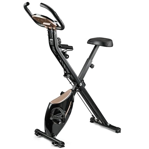 Foldable Exercise Bike, Solid X Frame Magnetic Resistance 300 lb Capacity Stationary Bikes Indoor Cycling for Home Gym