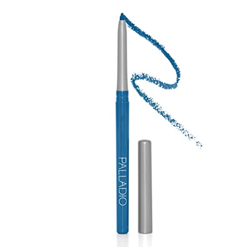 Palladio Retractable Waterproof Eyeliner, Richly Pigmented Color and Creamy, Slip Twist Up Pencil Eye Liner, Smudge Proof Long Lasting Application, All Day Wear, No Sharpener Required, Ocean Blue