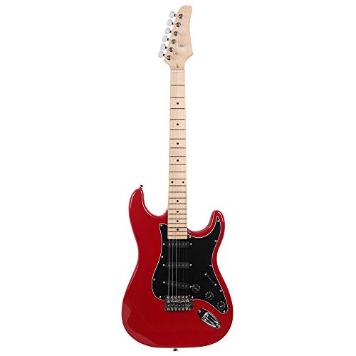 Hande Ming Electric Guitar ST Stylish Electric Guitar with Black Pickguard Red