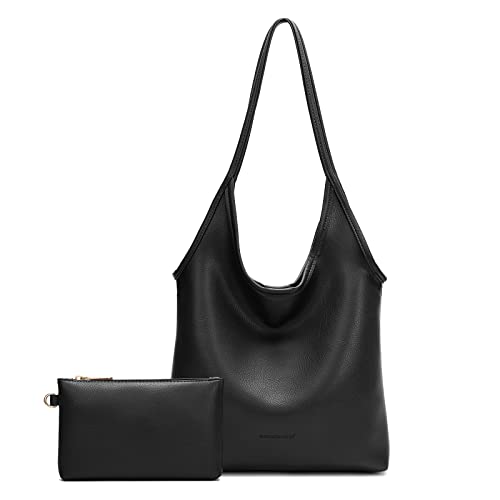 Montana West Hobo Bags for Women Designer Top Handle Purses Soft Ladies PU Leather Shoulder Handbag Set MWC2-111BK