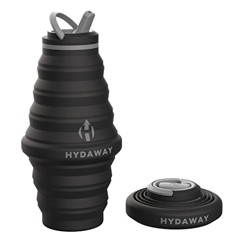 HYDAWAY Collapsible Water Bottle - 25oz I Reusable Water Bottle with Flip Top Lid for Travel, Hiking, Backpacking I Portable & Leakproof, Food-Grade Silicone, BPA Free, Collapse to 1.5”