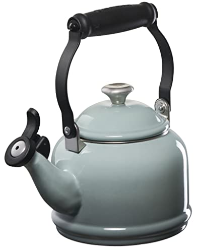 Le Creuset Enamel On Steel Demi Tea Kettle with Metal Finishes, 1.25 qt, Sea Salt