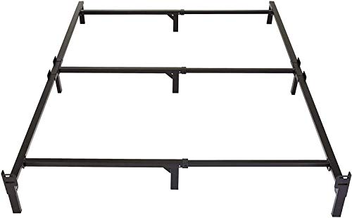 Amazon Basics Metal Bed Frame, 9-Leg Base for Box Spring and Mattress, King, Tool-Free Easy Assembly, Black, 79.5' L x 76' W x 7' H
