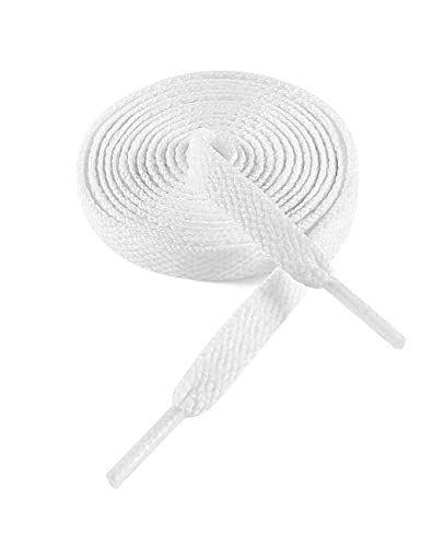 VSUDO 63' Flat White Shoe Laces/ Strings for Sneakers, White Replacements Shoelaces for Women or Men (1 Pair-White-160CM)