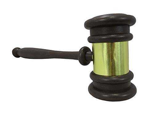 Nicky Bigs Novelties Toy Plastic Novelty Judges Gavel - Judge Hammer Justice Costume Accessory - Auction Mallet Prop Brown/Gold, One Size