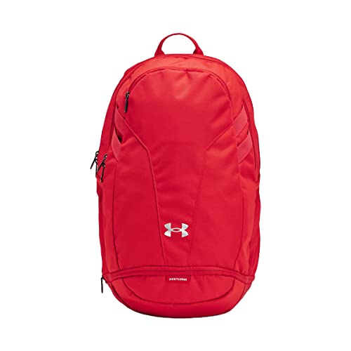 Under Armour Unisex Hustle 5.0 Team Backpack, (600) Red/Red/Metallic Silver, One Size Fits All