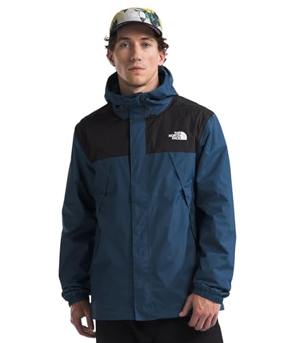 THE NORTH FACE Men's Waterproof Antora Jacket (Standard abd Big Size), Shady Blue/TNF Black, Large