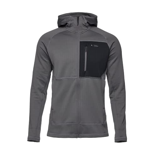 Black Diamond Equipment Mens Factor Polarfleece Hooded Jacket, Granite, Large