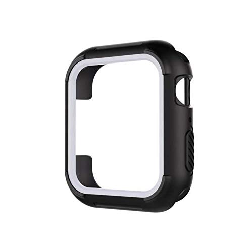 Double-Color Screen Protector Protective Case TPU for Apple Watch iWatch i Wach Series 4/5 40mm 44mm Max Coverage Scratch Resistant (40mm, Black-White)