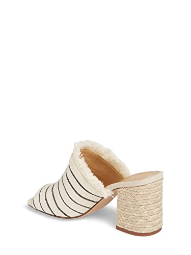 Splendid Womens Beige Striped Jute Wrapped Frayed Padded Baron Open Toe Block Heel Slip On Slide Sandals Shoes 7.5