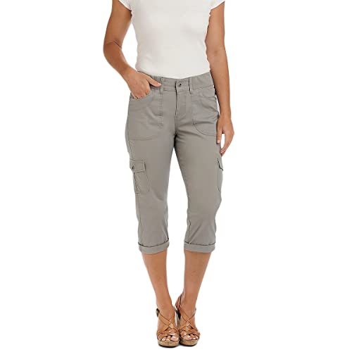 Lee Missy Women's Relaxed Fit Austyn Knit Waist Cargo Capri Pant, Frost Gray, 10