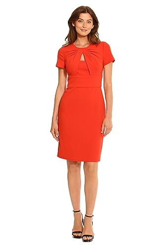 Maggy London Women's Cutout Neck Crepe Sheath Dress Office Career Workwear Event Occasion Guest of, Aurora Red