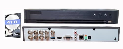 HIK 8CH 8MP 4K DVR iDS-7208HUHI-M1/S AcuSense Hybrid DVR with 4TB HDD- 8 Channel Supports 8MP HD-TVI & CVI/5MP AHD HD Analog Coax +8 IP Channels H.265+ Compatible with Hikvision Hik-Connect APP