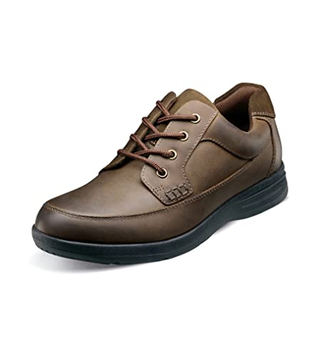 Nunn Bush Men's Cam Moc Toe Casual Lace-Up with Comfort Gel and Memory Foam, Brown Crazy Horse, 9