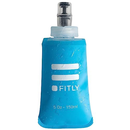 FITLY Soft Flask - 5 oz (150 ml)- Shrink As You Drink Pocket Soft Water Bottle for Hydration Pack/Running Vest- Folding Water Bottle for Running, Hiking, Cycling - Ski Water Bottles (FLASK150)