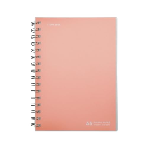 TWONE Graphing Notebook, Spiral Graph Notebook with 80 Sheets/160 Square Grid Paper, 5.5 x 8.25 Inches (1 Pack)