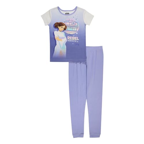 STAR WARS Girls' Princess Leia 2-Piece Snug-fit Cotton Pajamas Set, REBEL PRINCESS, 6