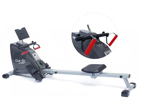 Quicker Land & Fitness Magnetic Rowing Machine/LCD Monitor & Tablet Holder, Max Weight 360 lbs, Dual Handle Cycle Design,Release Your Wrist