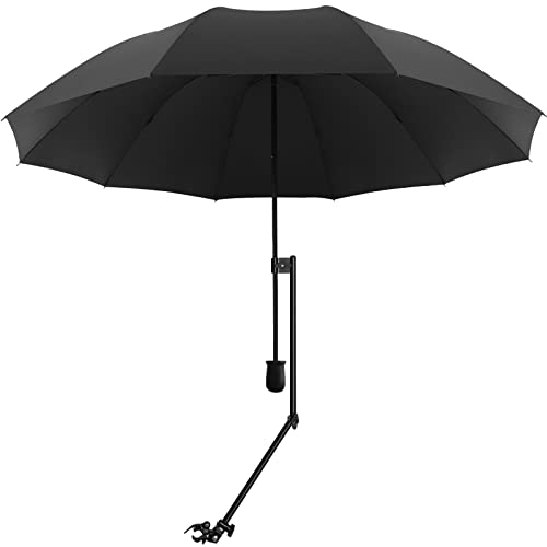 XLINGZA UPF 50+ Beach Umbrella with Adjustable Universal Clamp for Stroller, Bleacher, Patio, Fishing, BBQ Parties (Manual/XL Black)