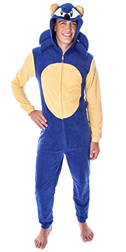 Bioworld Sonic The Hedgehog Men's Video Game Character Costume One-Piece Union Suit Pajama Onesie (SM/MD)