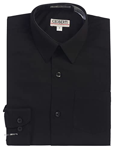 Gioberti Big Boys' Long Sleeve Dress Shirt, Black, 12