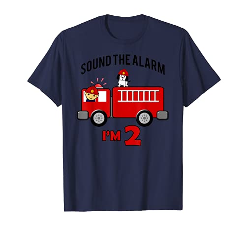 Birthday 2 Year Old Fire Fighter Truck Shirt | FireTruck Tee